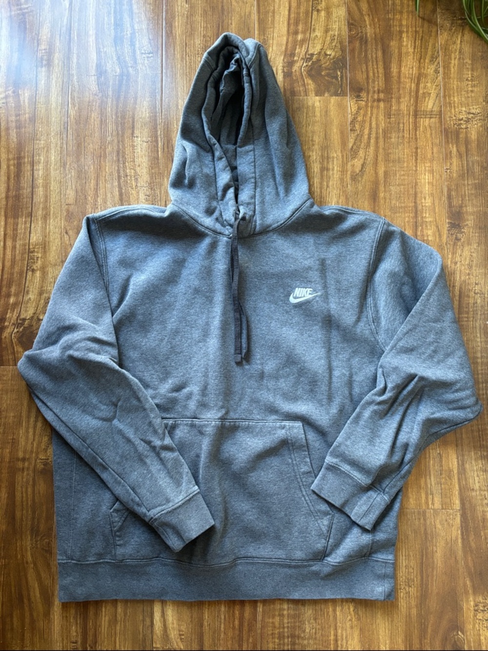 Nike Heather Gray Pullover Hoodie with White Swoosh